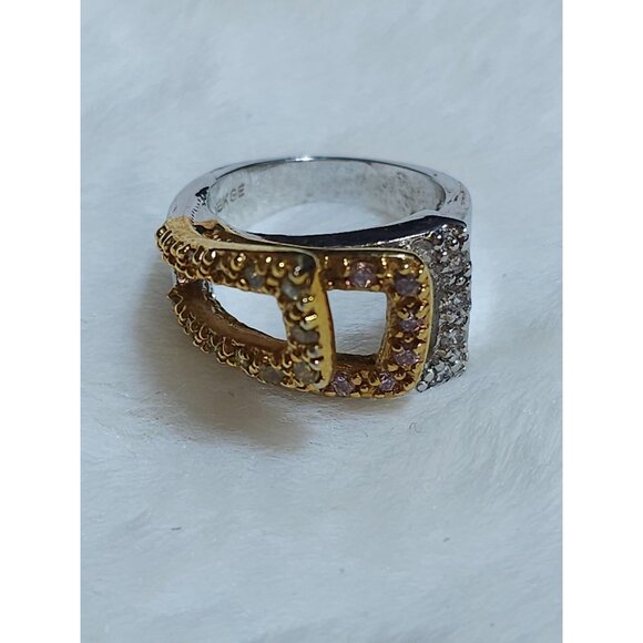 18K GE Silver, Gold, and Bronze Tone Multi-Layered/Armor Ring - Size 5 - Picture 8 of 8